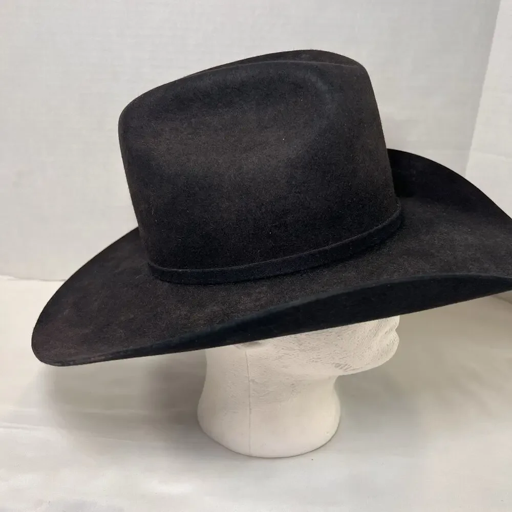 Peters Brothers Cowboy Hat Size 6 3/4 Black Felt Fur Western Cowgirl Work 8737